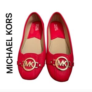 Michael Kors Red Loafers with Gold MK Logo